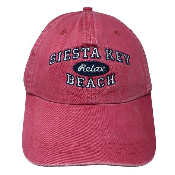 Siesta Key Beach Relax Baseball Cap Red One Size Adjustable Classic Cut Ahead - Picture 1 of 9